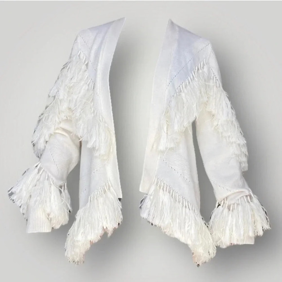 Kobi Halperin White Feather Cardigan Sweater 🕊️ - Picture 1 of 5